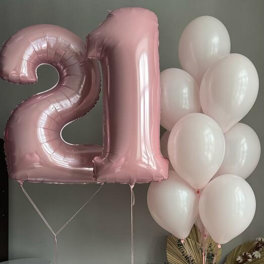 Шары цифры розовые «21»