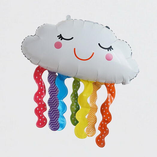 Воздушный шар гелий Облако с радужными лентами. Foil balloon helium Cloud with rainbow ribbon