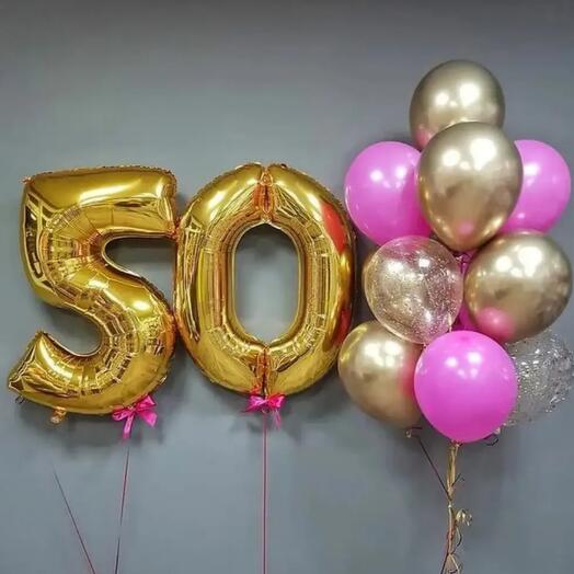 Цифра 50 (золото) + фонтан