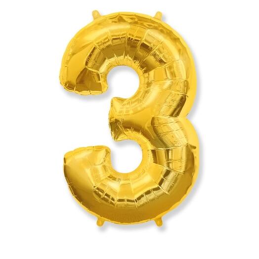 Шар цифра золото 3