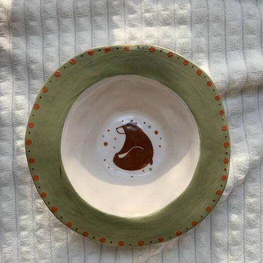 Тарелка глубокая керамическая "Мишка"