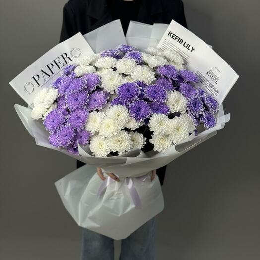 Букет махровых хризантем💜/🤍