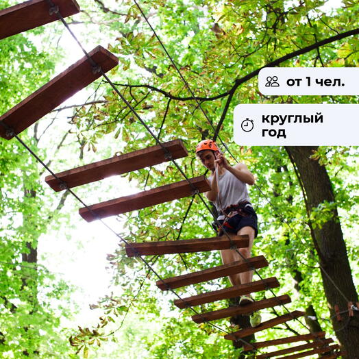 На вершине.  Посещение веревочного парка