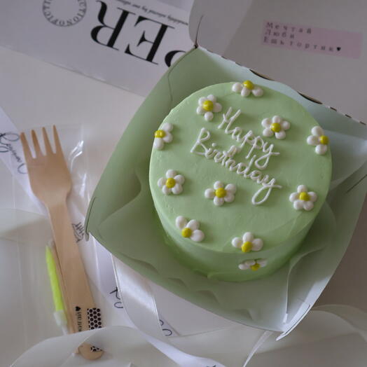Бенто торт "С днём рождения" с ромашками happy birthday hb