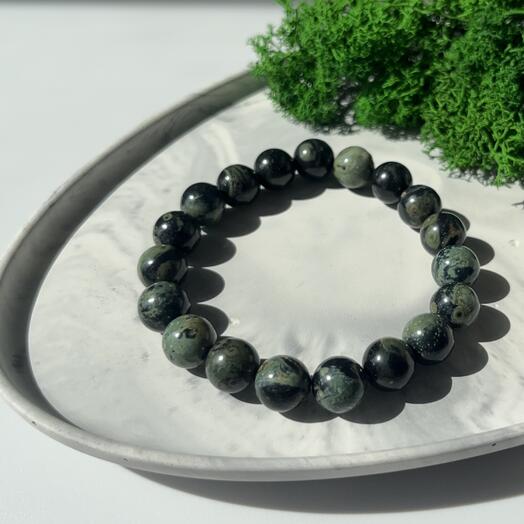Браслет из натуральной зеленой яшмы, S
