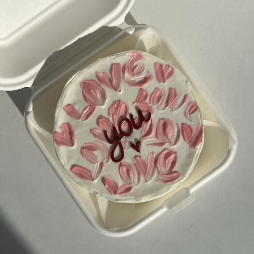 Бенто торт с надписью "Love you", торт для девушки, торт для парня, торт для мужа, торт для жены (F)