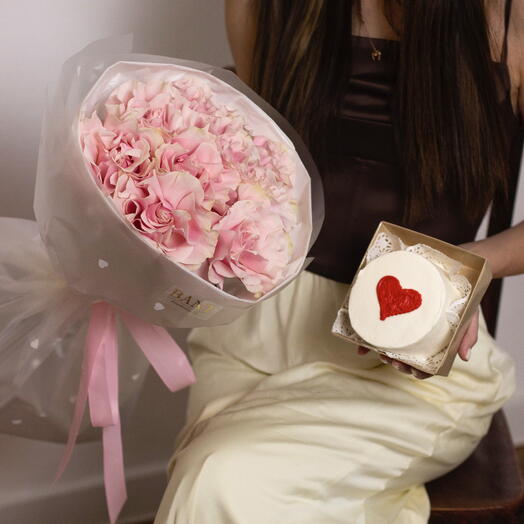 9 роз + бенто-торт