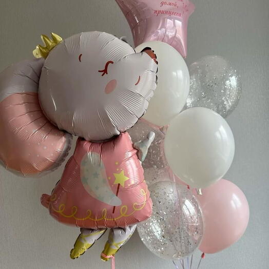 Воздушная композиция «Милая мышка» с метровой фигурой и шарами