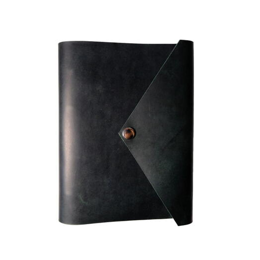 Кожаный блокнот А5 Зелёный "На кнопке"