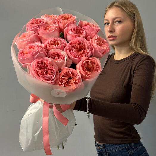 Монобукет из пионовидной розы 15 шт