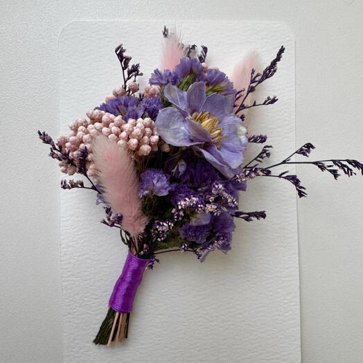 Открытка с сухоцветами ручная работа букет из сухоцветов «Сирень» подарок