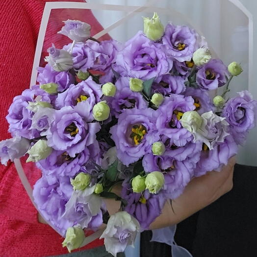 Purple lisianthus bouquet, 9 pcs