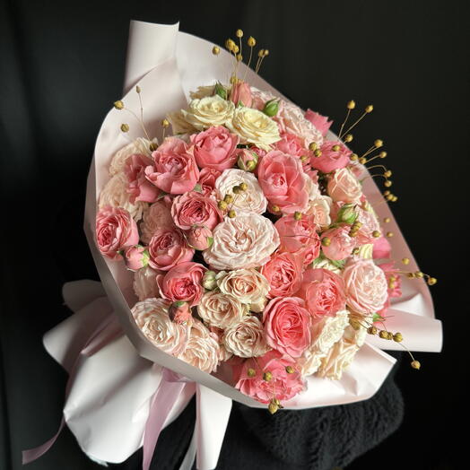 Микс роз с льном