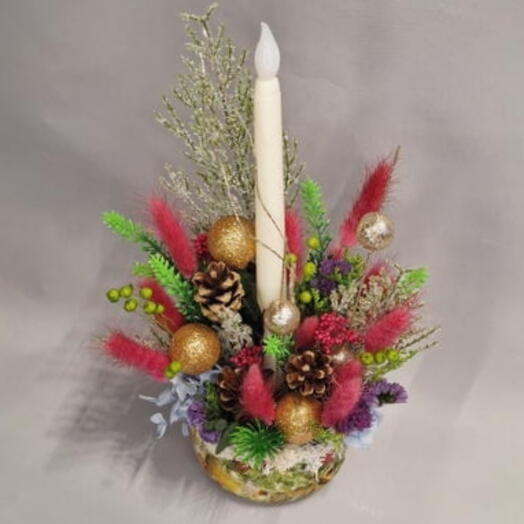 Сухоцветы композиция со свечой