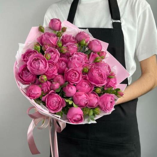 9 пионовидных кустовых роз Мисти баблз