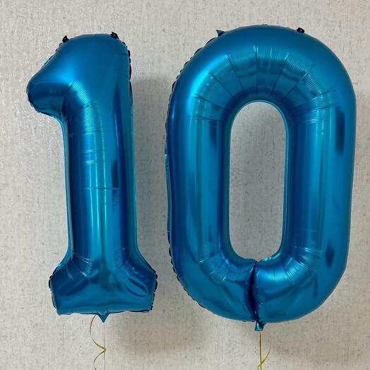 2 цифры фольга, метровые с гелием