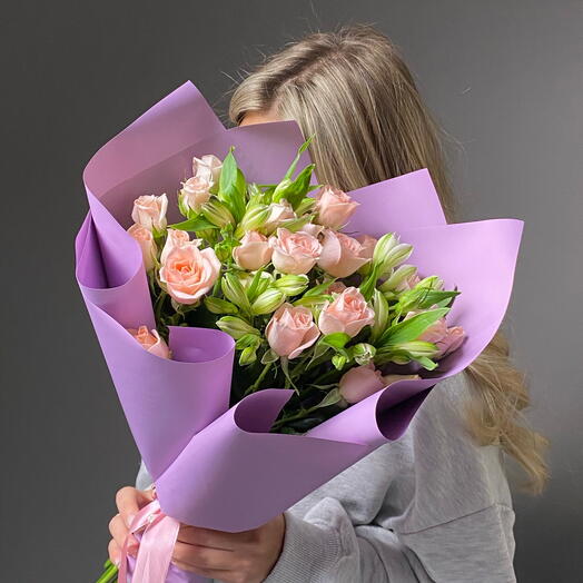 Bouquet s " Mix " rosa rosada y alstroemeria blanca