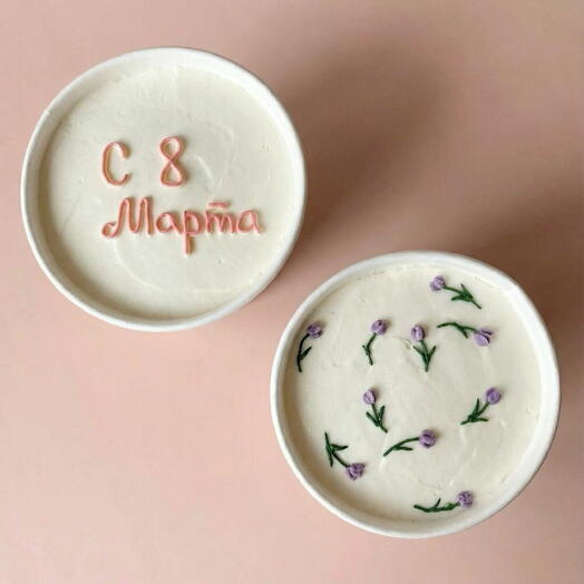 Набор тортов в стакане 2шт cake to go на 8 марта с цветочками