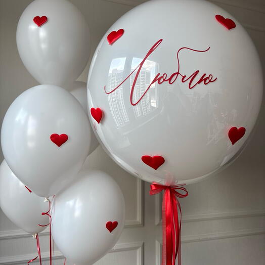 Воздушные шары для девушки! Ослепительно белые, с тканевыми сердцами (5см)