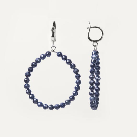 Серьги Ирис Синий корунд Rh+ (EAR1145)