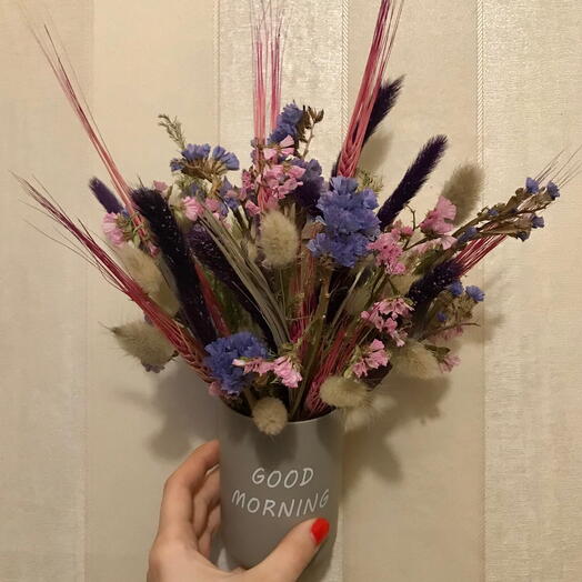 Композиция из сухоцветов в стакане «Good morning
