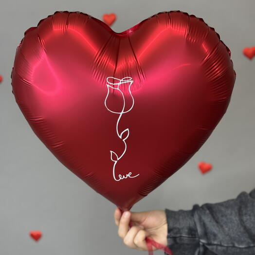 Шар сердце с розой для Неё 🌹
