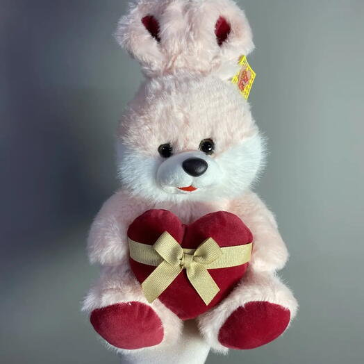 Зайка с сердцем 22 см