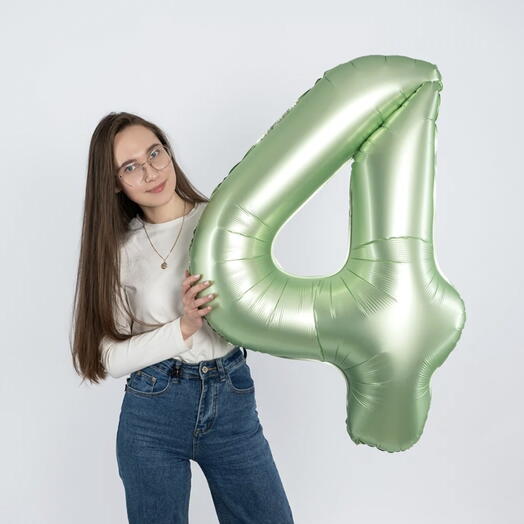 Фольгированная цифра 4 Зеленая олива 102 см