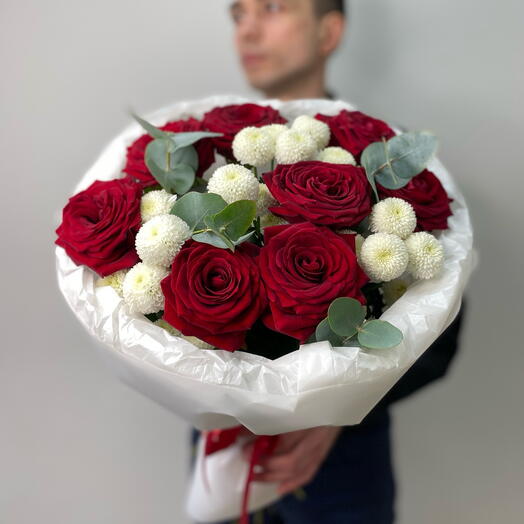 🤍🌹Букет «Очень сильная любовь» с красными розами! Bloom room: большой выбор букетов в профиле магазина