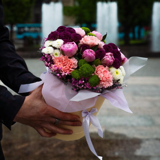 🌸 Цветочная композиция пионы Сара Бернар