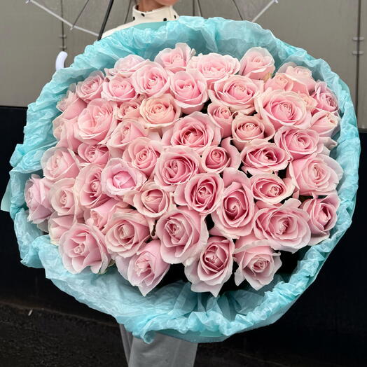 Букет из 51 розы розовые