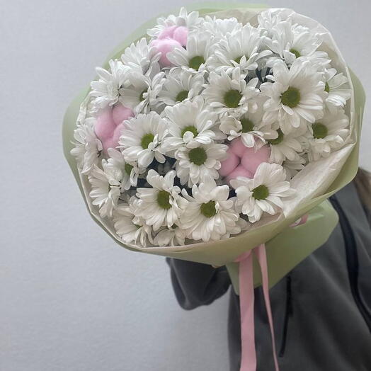 Букет ромашек с хлопком