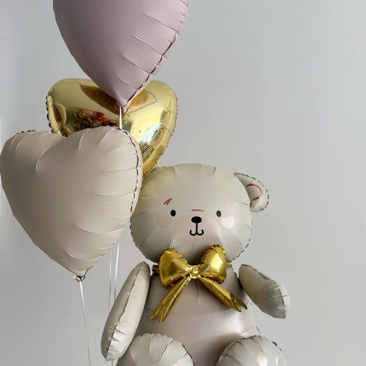 Подарок девушке, маме, сестре,коллеге🧸 Сердце с надписью и мишка | Воздушные шары на день рождения и сюрприз