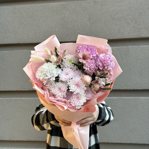 Букет «Розовое настроение» 🩷 пушистый🤍 нежный 🫧💗 кустовая роза, альстромерия, диантусы, пушистая хризантема 🫶🏻