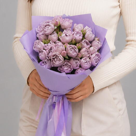 Bouquet of 7 bushy peony roses "Lavender Bubbles"