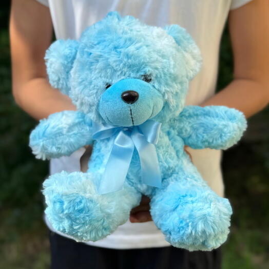 Мягкая игрушка плюшевый мишка голубой, белый (19см) 1шт. Soft toy Teddy bear light blue, white (19cm) 1pc