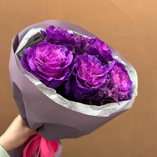 Фиолетовые розы 5шт