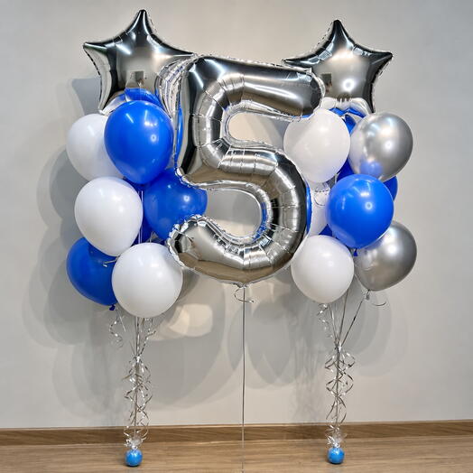 Набор гелиевых шаров для мальчика, день рождения 5 лет