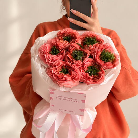 🌹 7 роз Мандарин — необычный букет