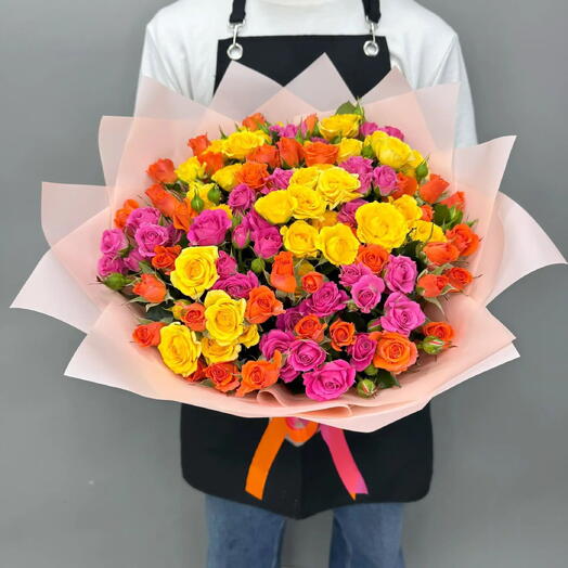Микс кустовые розы 25 штук