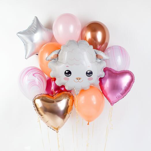 Cute set of balloons "Gentle lamb" of 11 pieces