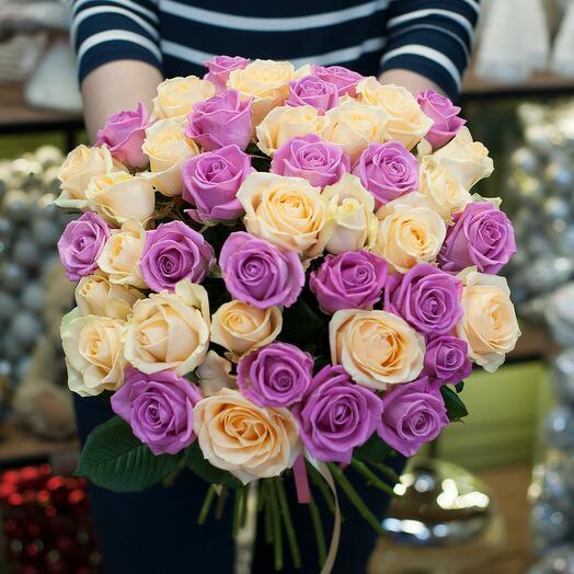 Bouquet of Peach and Aqua roses