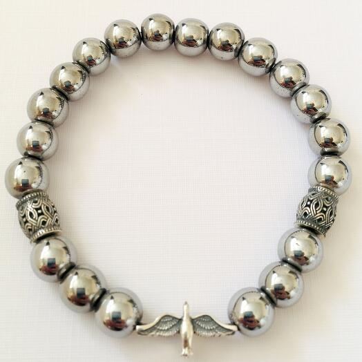 Pulsera de hematita Paloma de amor