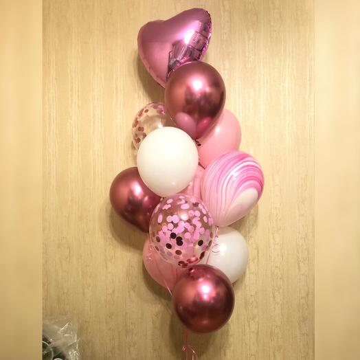 Globos de helio corazón de cromo rosa 11 piezas