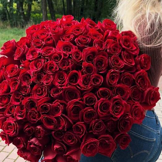 Монобукет 101 красная роза