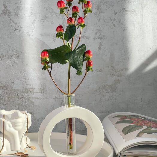 Vase for flowers and interior with a flask