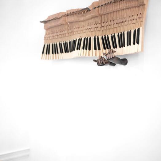 Piano wall decor made of piano keys