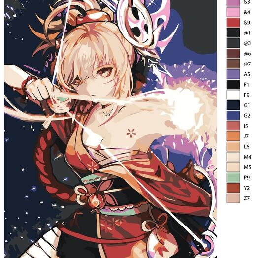 Картина по номерам S120 "Компьютерная игра - Genshin Impact (Геншин Импакт). Ёимия" 60x90