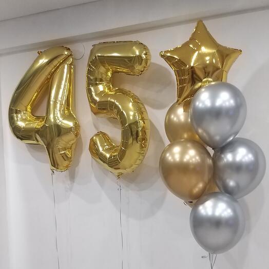 Комплект из гелиевых шаров "45 лет"