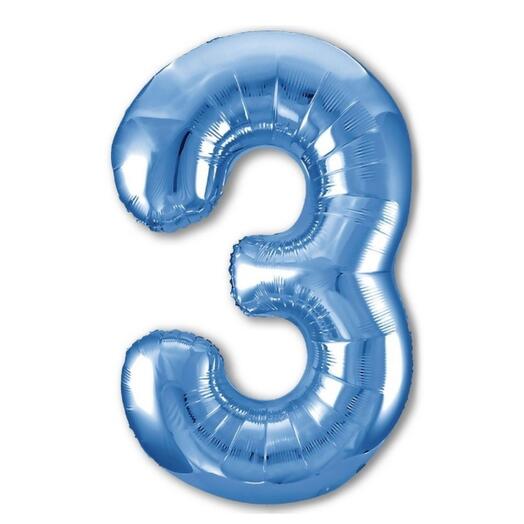 Шар-цифра "3" гелиевый, цвет светло-синий